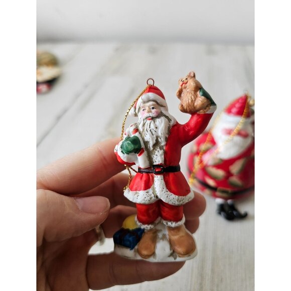 Jointed porcelain Santa Bell ornament Xmas tree set bigger jolly - Picture 3 of 11